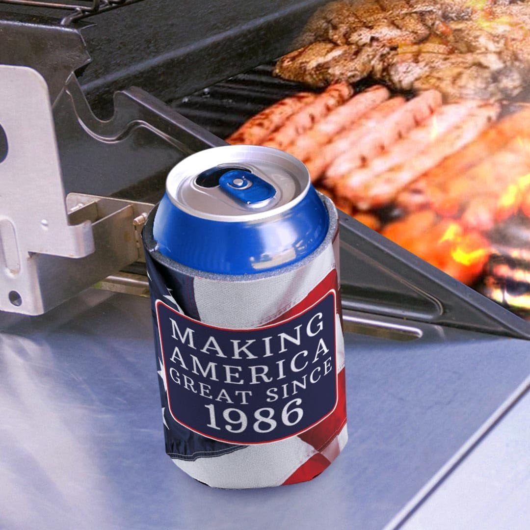B-day Gifts for 40th Birthday Making America Great Since 1986 24-pack Can Coolies Coolers
