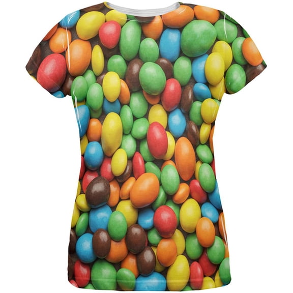 Halloween Candy Coated Chocolate All Over Womens T Shirt Multi SM