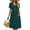 Dark Green, variant on Women V Neck Short Sleeve Casual Dress with Buttons and Pockets Summer Beach Sundress