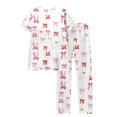thumbnail image 4 of Garbnen Womens Valentines Pajamas Set Bow Print Short Sleeve Crew Neck Pjs Top and Pants Spring Summer Sleepwear 2 Pieces Clothes, 4 of 4