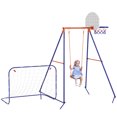 thumbnail image 1 of Outsunny Swing Set for Kids w/ Swing Seat, Basketball Hoop, Football Goal, 1 of 10