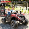 thumbnail image 5 of TOKTOO 24 Volt Ride on Toy for Big Kids, 24V Ride Ons with 4 Power EVA Wheels, 24V 2 Seater Battery Powered Ride on UTV Car, 4WD, 800W, 5.1 Mph, Kid Electric Car with Remote Control, Aged 3-8Y, Red, 5 of 7