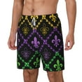 thumbnail image 2 of Uemuo Mardi Gra Geometric Pattern Mens Swim Trunks Quick Dry Board Shorts with Mesh Lining, Stretch Beach Shorts Quick Dry No-Chafing Board Shorts-XX-Large, 2 of 9