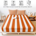 thumbnail image 5 of Twin Sze Fitted Sheet Set - Burnt Orange Striped 2 Piece Bedding Sets 16" Deep Pocket Fitted Sheet with 1 Pillowcase, Thanksgiving Orange White Stripes Brushed Microfiber Hotel Luxury Bed Sheets, 5 of 9