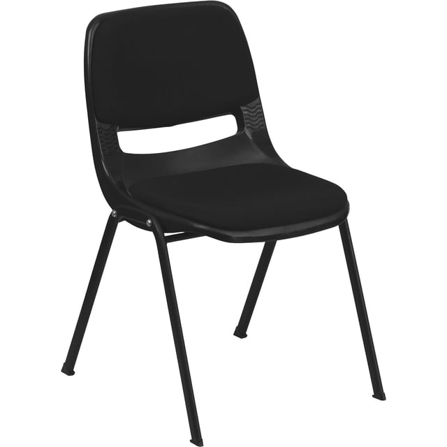 Bowery Hill Ergonomic Shell Stacking Chair in Black