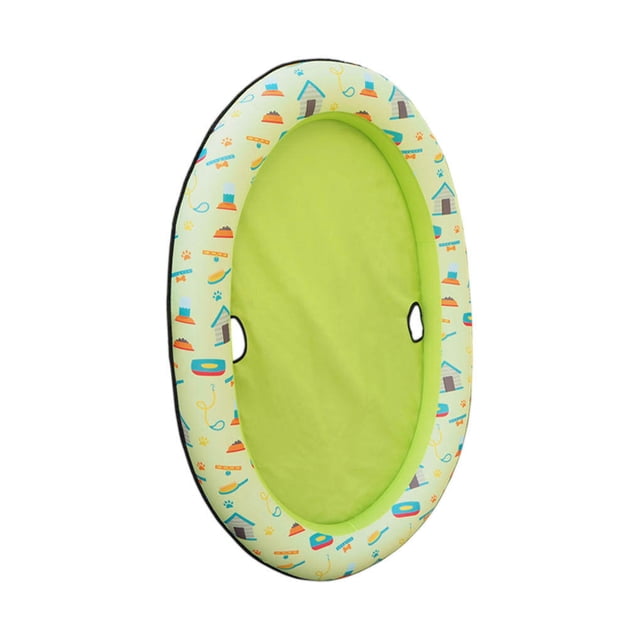 Pet Swimming Pool Raft Inflatable PVC Pool Raft with Printing Pattern Outdoor Water Playing Toy, Green