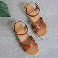 thumbnail image 4 of HAOTAGS Dressy Wedge Sandals for Women Breathable Open Toe Walking Shoes Brown Size 5.5, 4 of 9