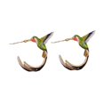 thumbnail image 5 of Elegantes pendientes de colibrí para mujer, bonitos pendientes de colibrí, pendientes colgantes con pintura al óleo de colibrí volador, 5 of 5