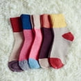thumbnail image 2 of OUNONA 5 Pairs Women's Wool Blend Ankle Socks Colorful Mixed Patterns Autumn Winter Free Size Socks for Girls, 2 of 7