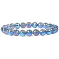 thumbnail image 1 of Faceted Titanium Clear Quartz Gemstone 8mm Round Beads Stretch Bracelet 7 Inch, 1 of 2