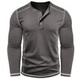 thumbnail image 4 of Mens V Neck Shirt Long Sleeve Buttons Pullover Stand Collar Sweatshirt Contrast Color Sweatshirts Soft Classic Pullovers Loose Workout Sweatshirts Soft Comfy Tshirts Sports Casual Tops, 4 of 7