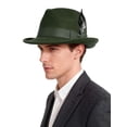 thumbnail image 2 of Gustave Felt Fedora Trilby Hat for Men Women Short Brim Vintage Jazz Panama Church Dress Hat with Feather Band - Green, 2 of 7