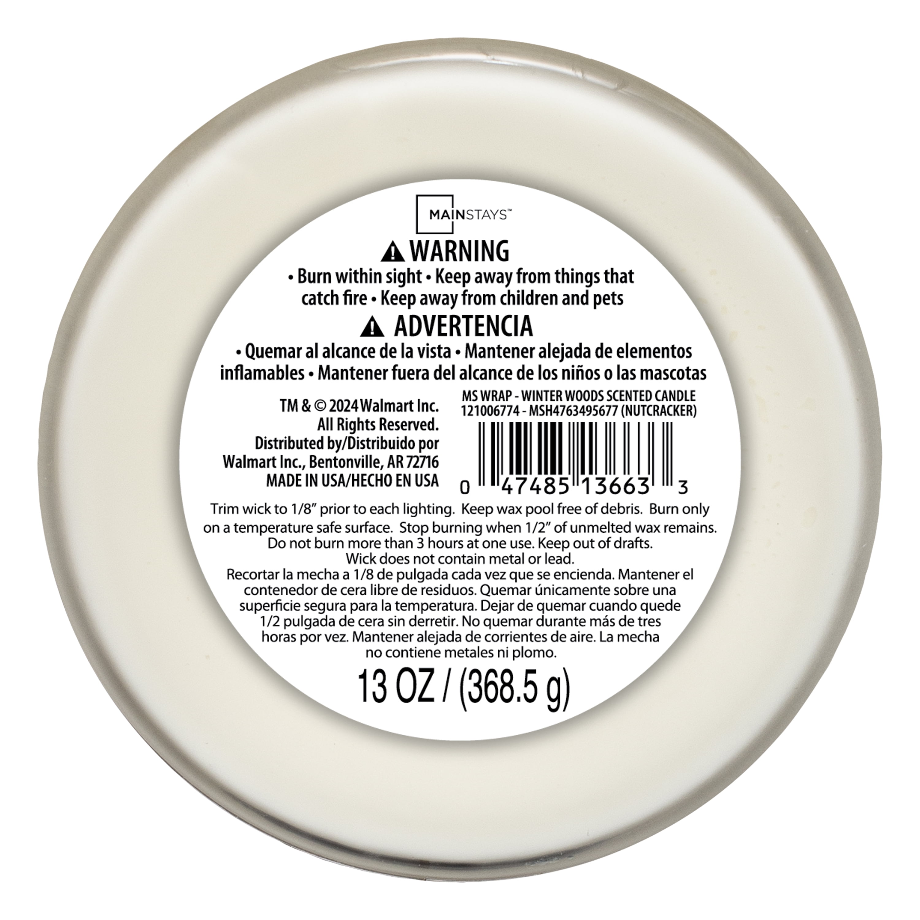 Mainstays Scented 3-Wick Jar Candle, Winter Woods,  13 oz.