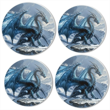 

BaHomeck Electric Stove Burner Covers Set of 4 Round Metal Gas Stove Burner Covers 8 Inch and 10 Inch Kitchen Decor Blue Dragon Soaring Over Snowy Mountains In The Background