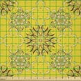 thumbnail image 2 of Ambesonne Yellow Damask Fabric by the Yard Microfiber, Swirly Flowers, 10 Yards, Yellow Brown and White, 2 of 4