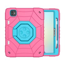 for iPad Pro 11 2024 Heavy Duty Case, with Kickstand & Pencil Holder Shockproof Protective 2 In 1 Cover for iPad Pro 11 2024 Kids Friendly Silicone PC Rugged, Roseblue