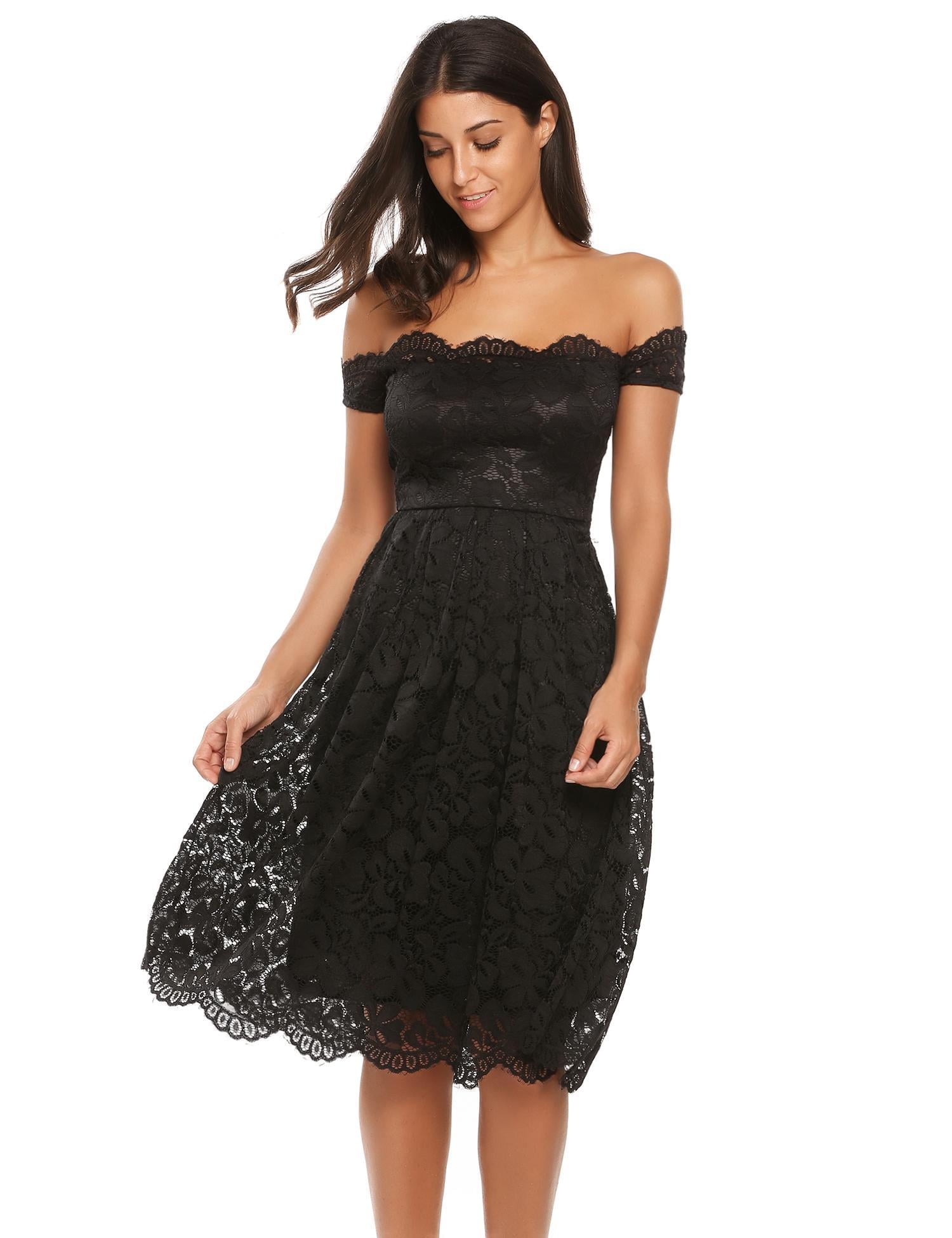 lace off the shoulder vintage flare dress