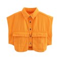 thumbnail image 1 of Womens Solid Color Large Pocket Sleeveless Hooded Denim Jacket/Jacket, 1 of 4