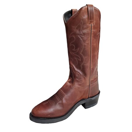 

Old West Mens Leather Western Stitch Narrow Round Toe Boots (10)