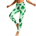 thumbnail image 2 of LYEAA Leggings for Women Plus Size St Patrick's Day Elastic Waist Tights Stretchy Ankle Length Clover Printed Pants, 2 of 8