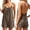 Coffee, variant on Women's Spaghetti Strap Scoop Neck Backless Romper Loose Casual Summer Outfit with Pockets