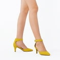 thumbnail image 5 of Dream Pairs Women's Ankle Strap Pump Dress Shoes Fashion Low Heel Pointed Toe Pump Shoes LOWPOINTED MUSTARD/YELLOW/SUEDE Size 8, 5 of 5
