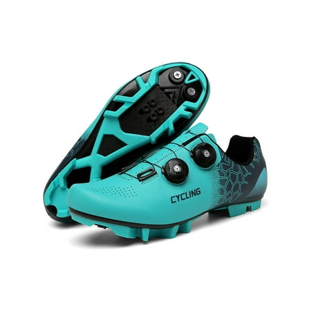

Woobling Womens Cycling Shoes Mountain Road Bike Shoe Color Block Sneakers Sports Trainers Lightweight Bicycle Sneaker Compatible Breathable Blue Mountain Lock 7.5