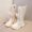 White, variant on Eltusu Girls Winter Boots Mid Calf, Non-Slip Waterproof Princess Lace-up Riding Boots White Size 13 Big Kids