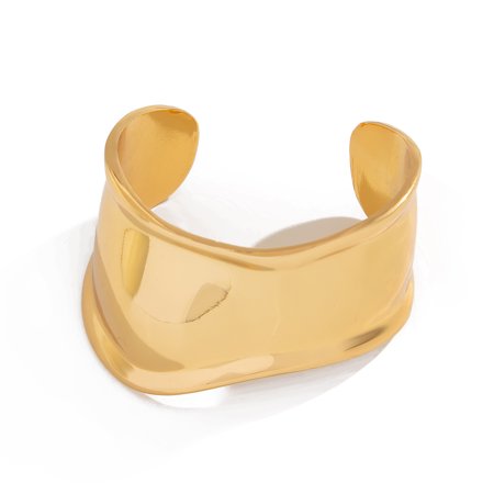 Zhuge Sleek Wide Open-Cuff Bangle, Single Piece Minimalist Statement Bracelet for Daily & Special Occasions,W06