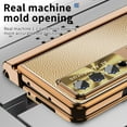 thumbnail image 6 of SaniMore Fit Samsung Galaxy Z Fold 3 Case Hinge Protection, Z Fold 3 Electroplate PC Hybrid Leather Case with S Pen Holder Magnetic Kickstand & Screen Protector All-Inclusive Case - Gold/Deep Gold, 6 of 9