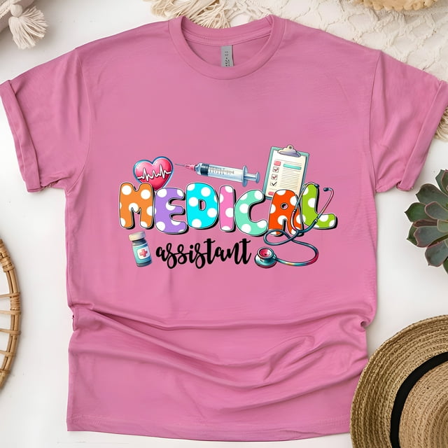 Chemise d'Assistante Médicale / T-Shirt Coloré pour Travailleurs de la Santé, Héliconia, Taille 2TG