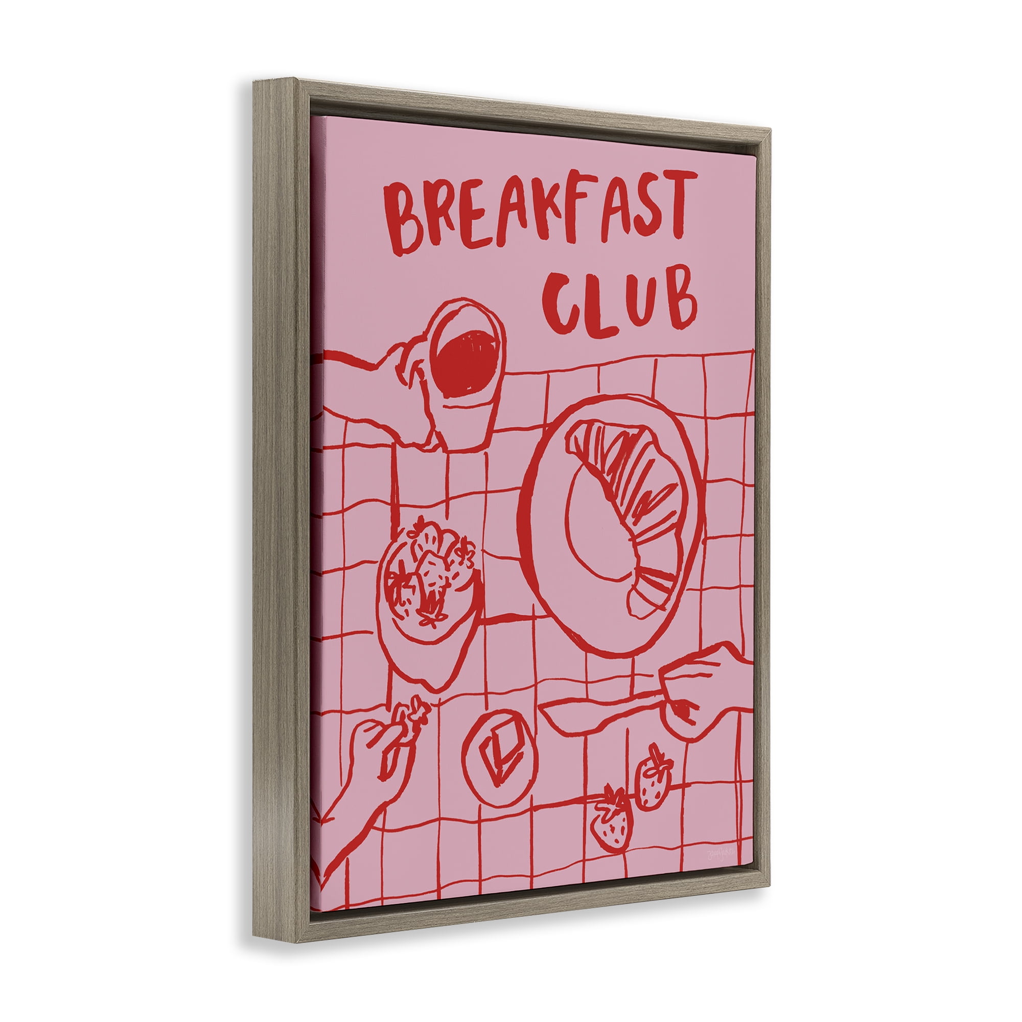Stupell Industries Breakfast Club Doodles Brown Framed Floater Canvas Wall Art, design by Jenaya Jackson
