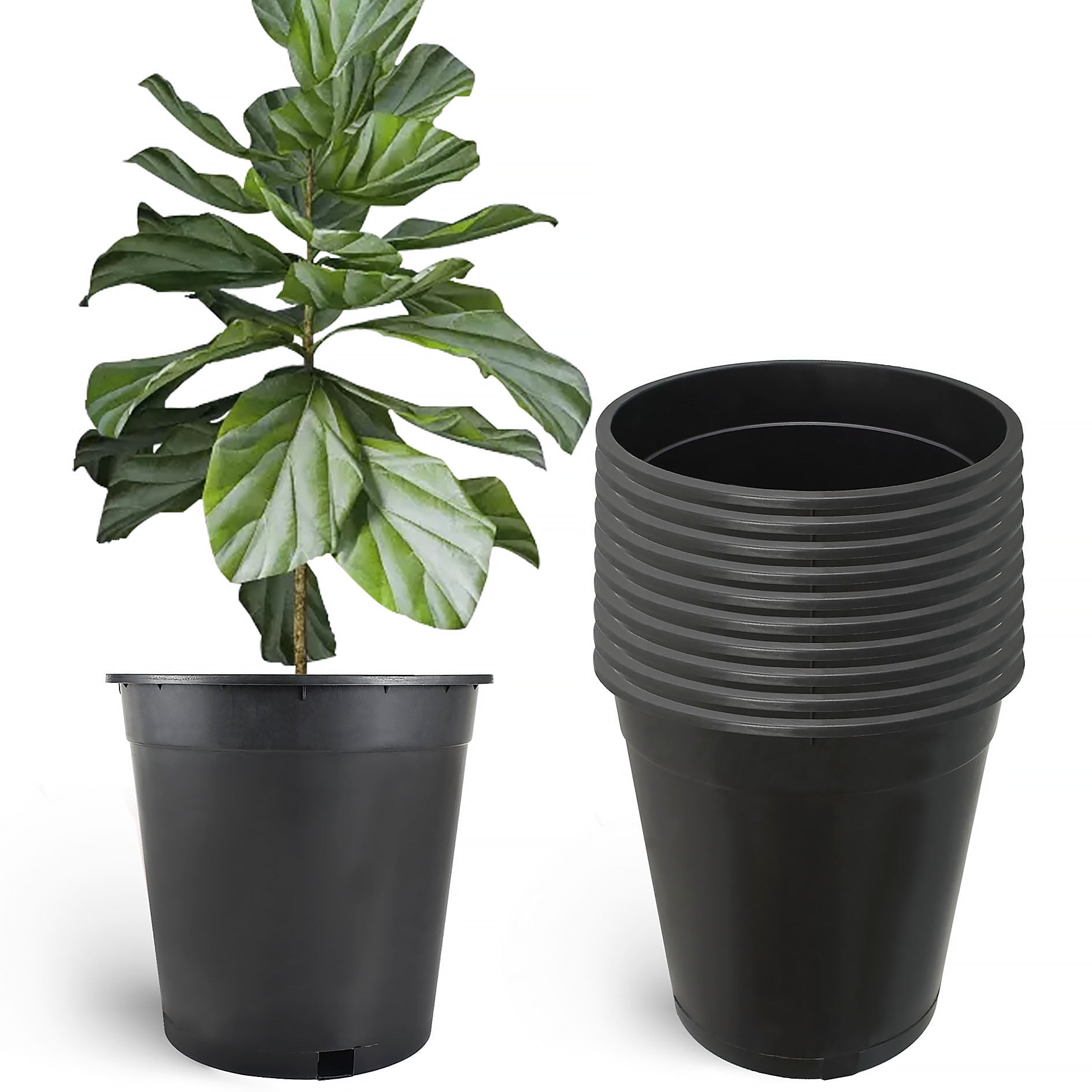 Premium Black Plastic Nursery Plant Container Garden Planter Pots 