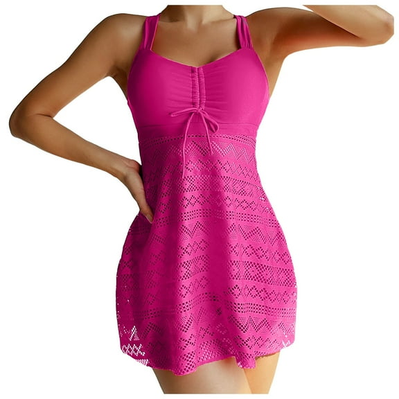 uikmnh Women's Monokini Solid Color One Piece Swimsuit Push Up Mesh with Removable Cups Size:3XL