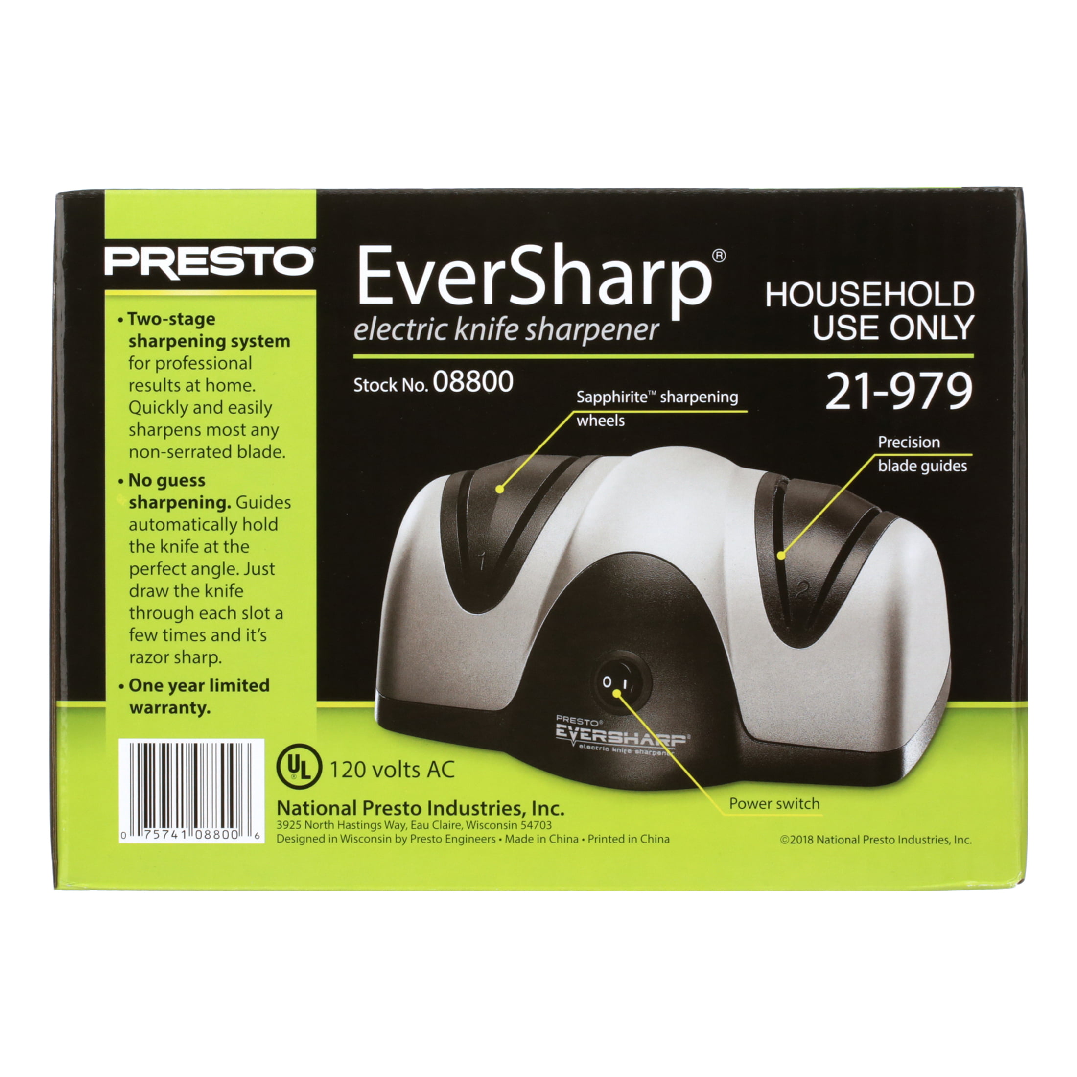Presto® Ever Sharp® Sapphirite™ 2-Stage Electric Knife Sharpener 00800 