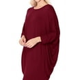 thumbnail image 3 of Women's Elegant Plus Size Loose Fit Dress Side Draped Dolman Sleeve Midi, 3 of 4