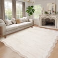 thumbnail image 1 of Garvee 5'x7' Scalloped Area Rugs, Washable Rugs Modern Abstract Irregular Rug Carpet, Non-Slip Low Pile Distressed Indoor Rugs for Living Room Bedroom Dining Room, Beige, 1 of 8