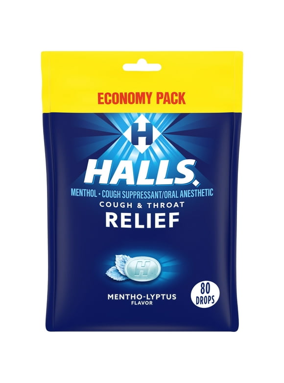 HALLS Relief Mentho-Lyptus Cough Drops, Economy Pack, 80 Drops