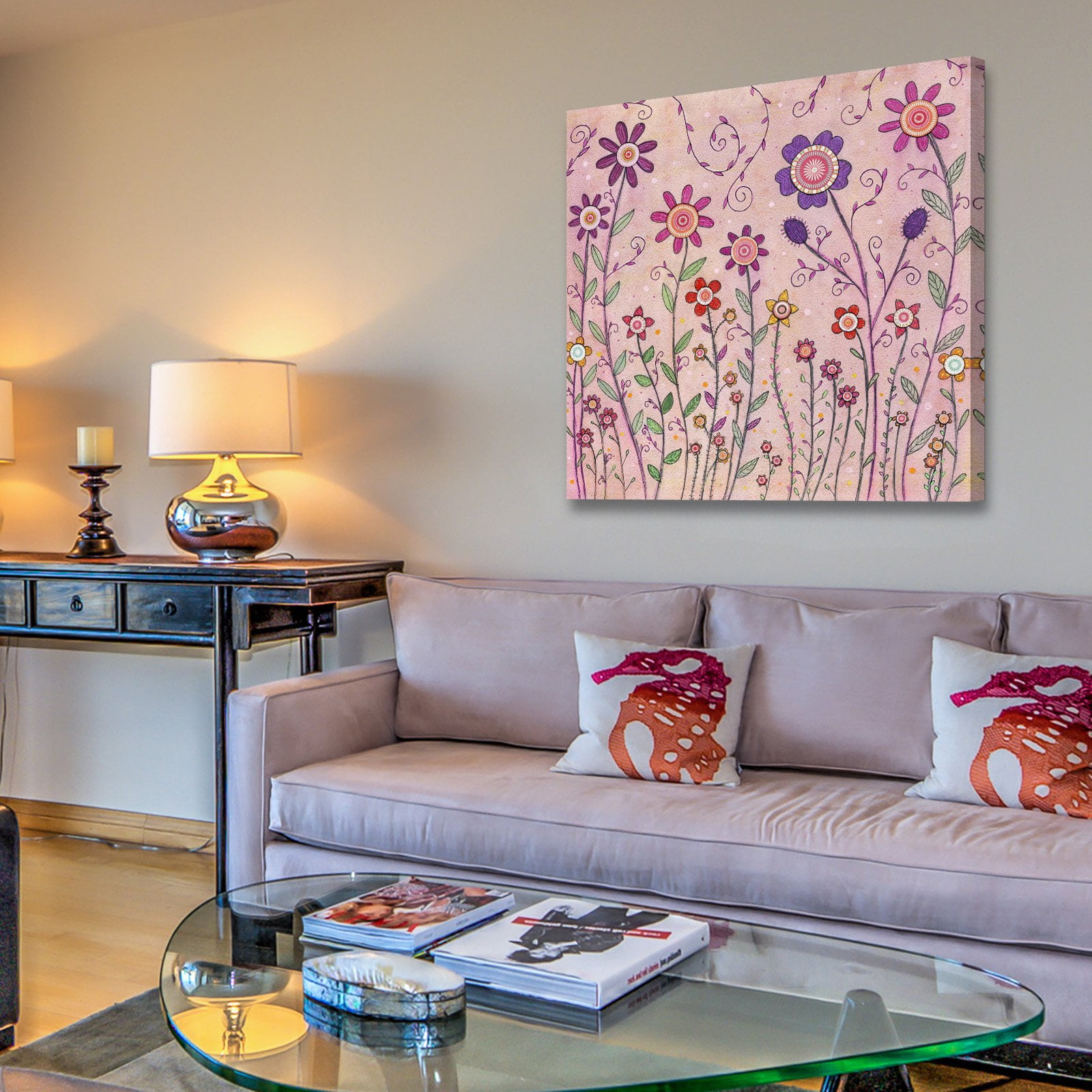 Marmont Hill "August Flowers" by Sascalia Painting Print on Wrapped Canvas
