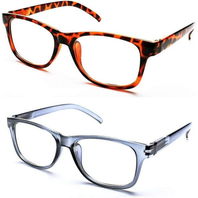 OURUI Blue Light Blocking Reading Glasses 2 Pack Computer Readers for Men Women UV Protection with Spring Hinge