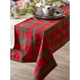 thumbnail image 4 of Farmhouse Christmas Plaid Dining Table & Kitchen Décor, Holiday Tablecloth, 70" Round, Red & Green, 4 of 8