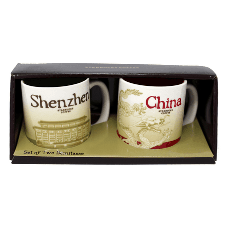 Starbucks Global Icon Series Shenzhen and China Demitasse Mugs, 3 Oz (2 Pack)