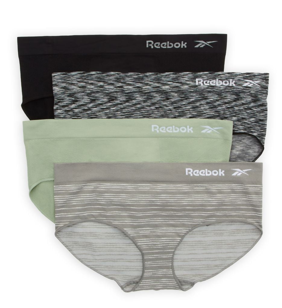 Women's Reebok 31UH285 Plus Size Seamless Hipster Panty 4 Pack (Grey/Lily/Black/Dye 1X
