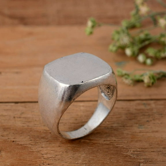 Men’s Silver Signet Ring – 925 Sterling Silver Band, Minimalist Style, Perfect Gift for Him