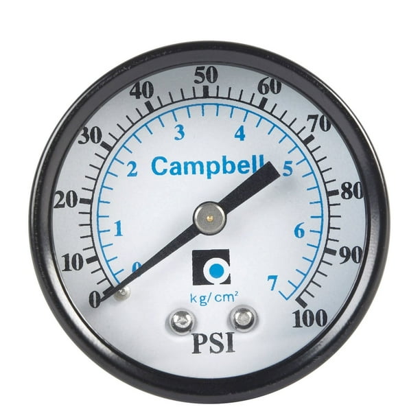Manómetro Campbell 100 PSI de acero inoxidable