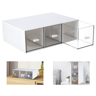 Small Stackable Storage Drawers, Bangcool Clear Storage Bins with 3 Drawers Bathroom Organizers Multifunctional Vanity Counter Desktop Makeup Organizer