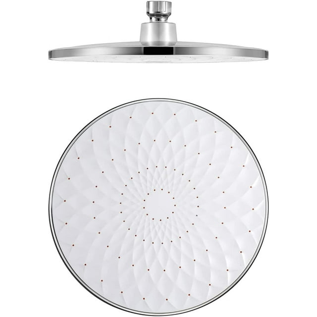 Shower Head, Round 9 Inch Fixed Shower Head ABS Rain Shower Head Water Saving High Pressure Rainfall Shower Head, G1/2" Connection
