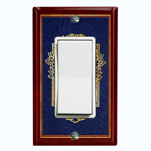 Metal Light Switch Plate Cover Elegant Gold Candle Frame Maroon Blue FRA036