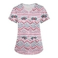 thumbnail image 6 of Wutalume Women's Festive Healthcare Scrub Set, Christmas Pattern Short Sleeve Top and Work Pants, Medical Work Uniform,Pink 3XL, 6 of 6