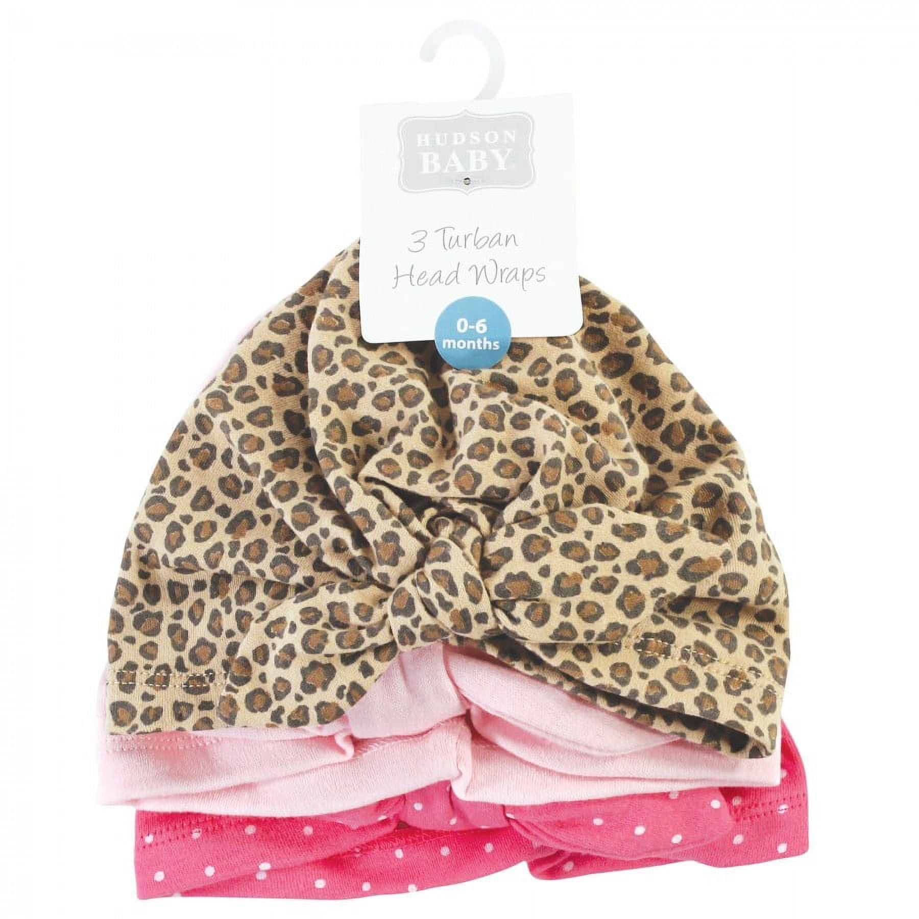 Hudson Baby Baby Girl Turban Cotton Headwraps, Pink Feather